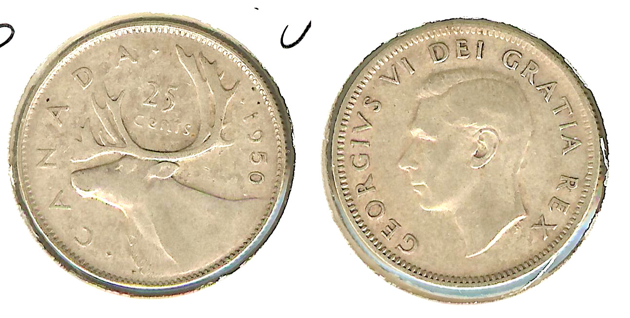 Canada 25 cents 1950 aVF